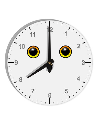 Cute Snowy Owl Face 10 InchRound Wall Clock with Numbers-Wall Clock-TooLoud-White-Davson Sales