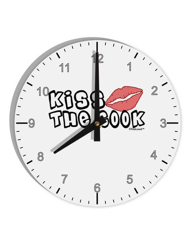 Kiss the Cook With Lips 10 InchRound Wall Clock with Numbers by TooLoud-Wall Clock-TooLoud-White-Davson Sales