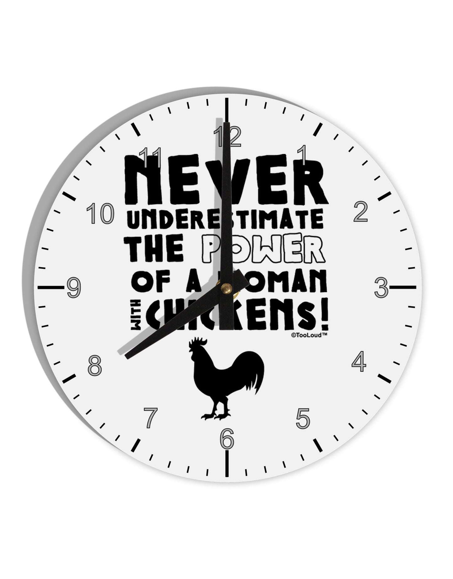 A Woman With Chickens 10 InchRound Wall Clock with Numbers by TooLoud-Wall Clock-TooLoud-White-Davson Sales
