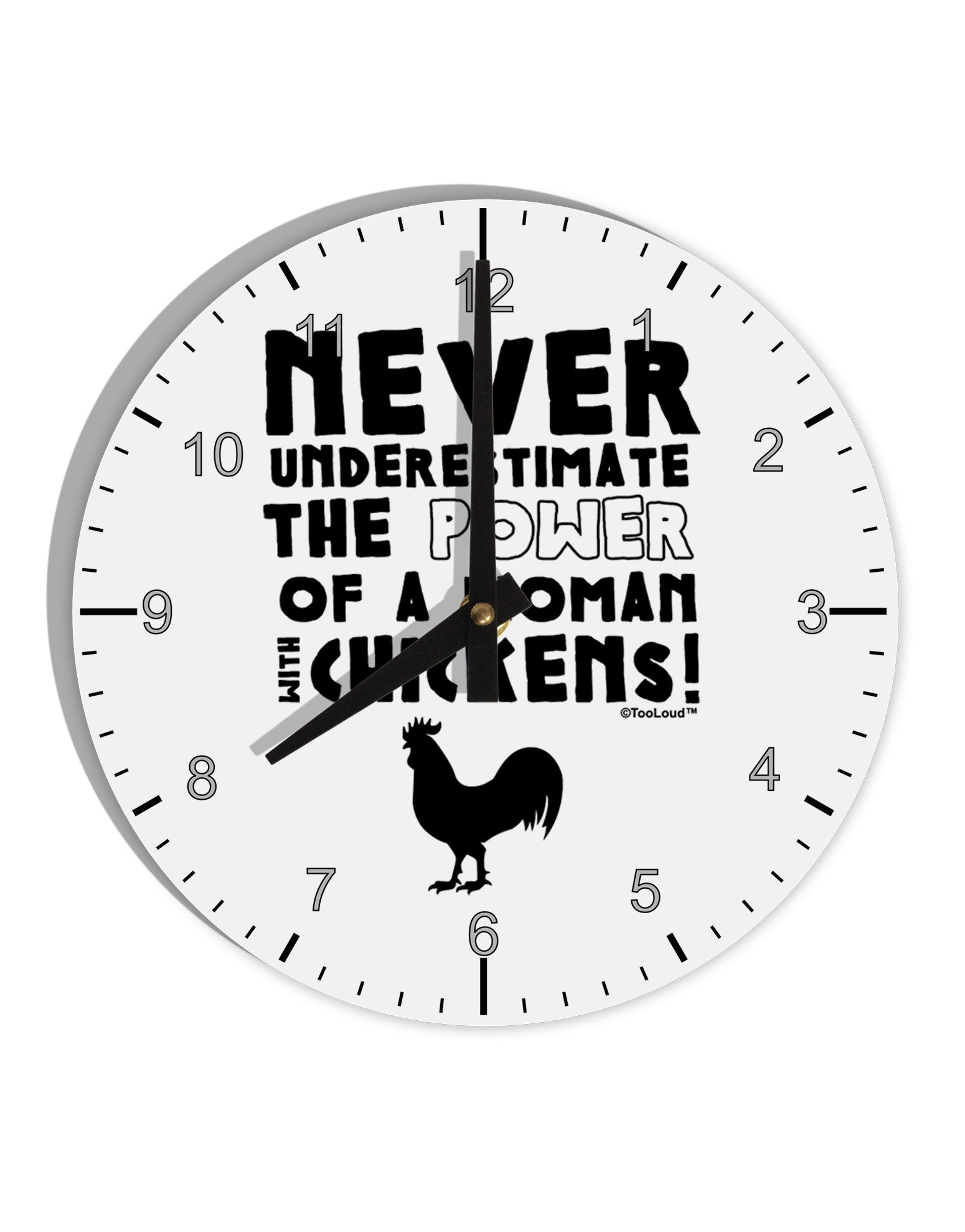 A Woman With Chickens 10 InchRound Wall Clock with Numbers by TooLoud-Wall Clock-TooLoud-White-Davson Sales
