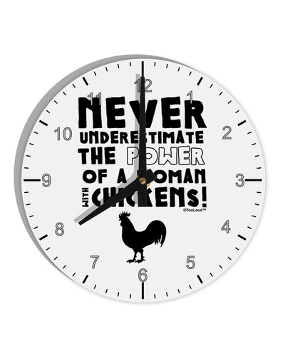 A Woman With Chickens 10 InchRound Wall Clock with Numbers by TooLoud-Wall Clock-TooLoud-White-Davson Sales