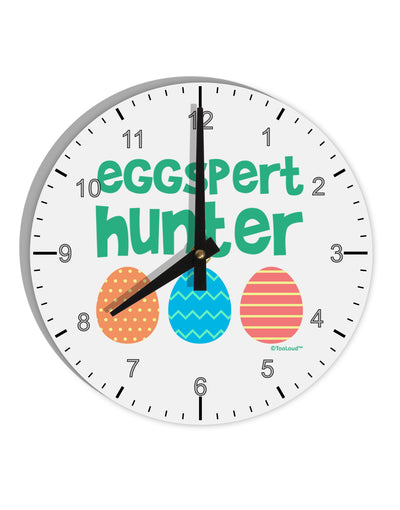 Eggspert Hunter - Easter - Green 10 InchRound Wall Clock with Numbers by TooLoud-Wall Clock-TooLoud-White-Davson Sales