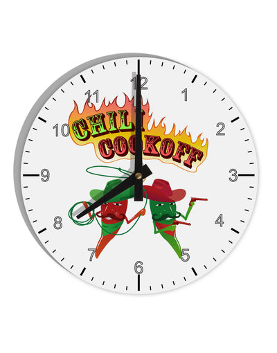 Cowboy Chili Cookoff 10 InchRound Wall Clock with Numbers-Wall Clock-TooLoud-White-Davson Sales