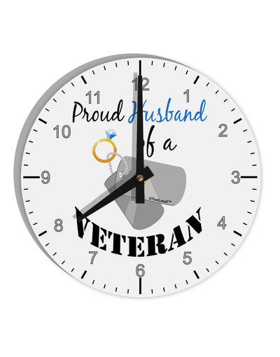 Husband of Veteran 10 InchRound Wall Clock with Numbers-Wall Clock-TooLoud-White-Davson Sales