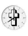 Simple Cross Design Black 10 InchRound Wall Clock with Numbers by TooLoud-Wall Clock-TooLoud-White-Davson Sales