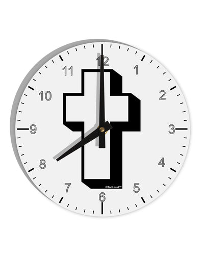 Simple Cross Design Black 10 InchRound Wall Clock with Numbers by TooLoud-Wall Clock-TooLoud-White-Davson Sales