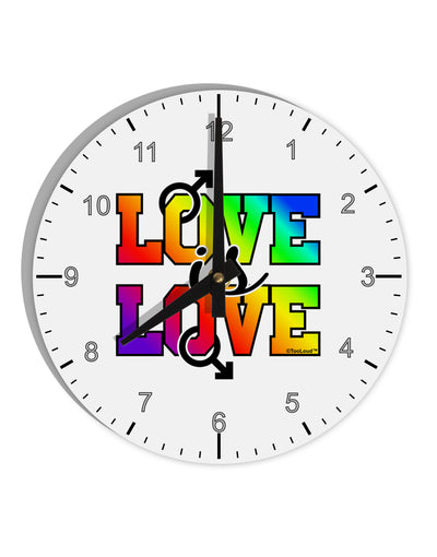 Love Is Love Gay Pride 10 InchRound Wall Clock with Numbers-Wall Clock-TooLoud-White-Davson Sales