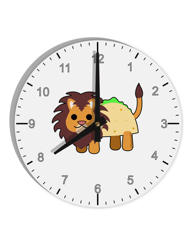 Cute Taco Lion 10 InchRound Wall Clock with Numbers-Wall Clock-TooLoud-White-Davson Sales