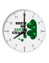 She's My Lucky Charm - Left 10 InchRound Wall Clock with Numbers-Wall Clock-TooLoud-White-Davson Sales