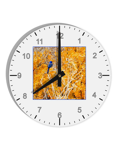 Blue Bird in Yellow 10 InchRound Wall Clock with Numbers-Wall Clock-TooLoud-White-Davson Sales