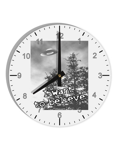 I Want to Believe - UFO 10 InchRound Wall Clock with Numbers by TooLoud-Wall Clock-TooLoud-White-Davson Sales