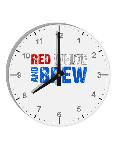 Red White and Brew Color 10 InchRound Wall Clock with Numbers by TooLoud-Wall Clock-TooLoud-White-Davson Sales