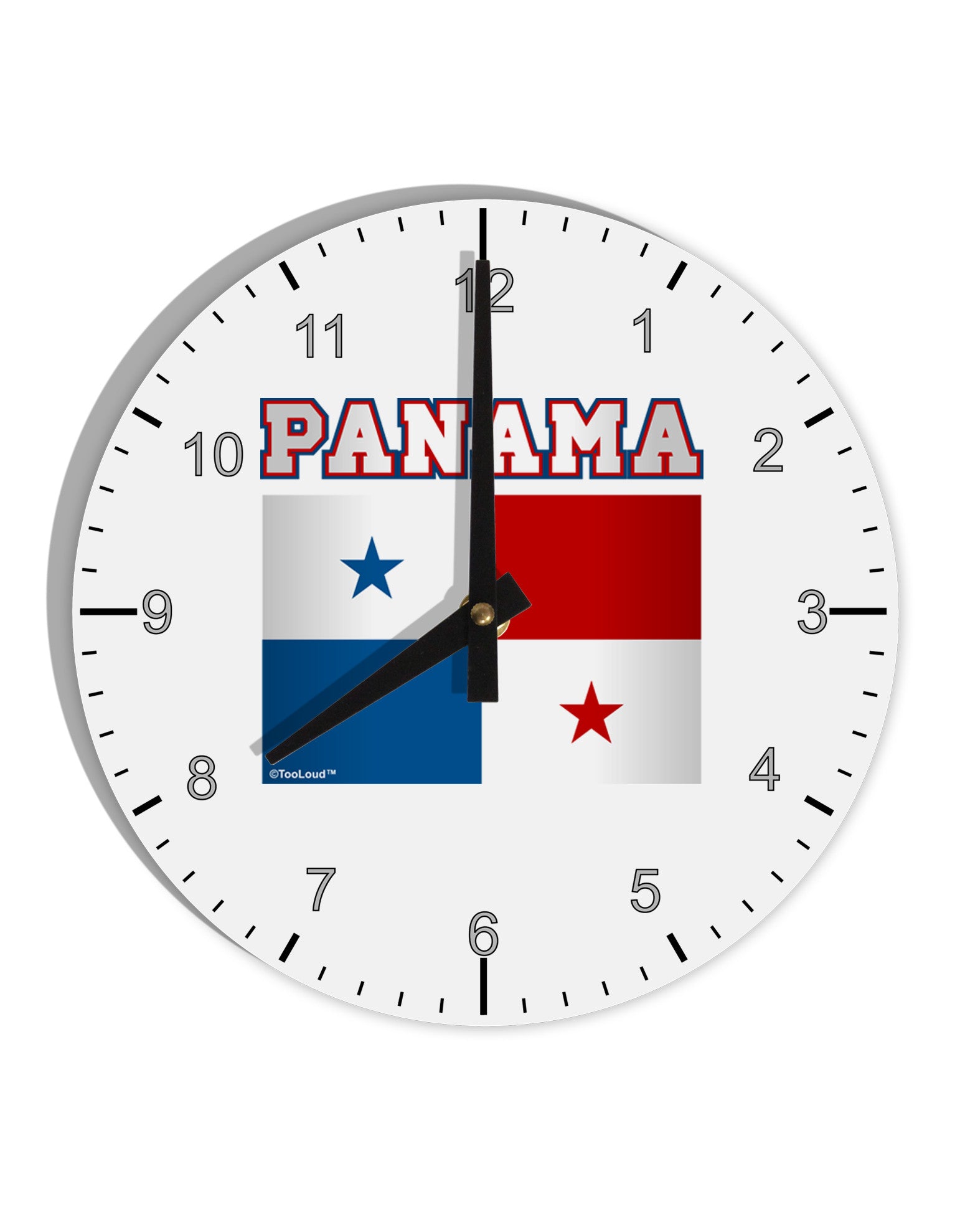 Panama Flag 10 InchRound Wall Clock with Numbers-Wall Clock-TooLoud-White-Davson Sales