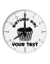 Personalized Birthday Girl Cupcake -Customizable- Name 10 InchRound Wall Clock with Numbers-Wall Clock-TooLoud-White-Davson Sales