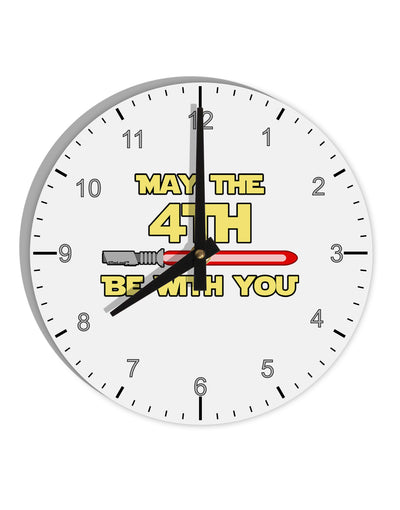 4th Be With You Beam Sword 10 InchRound Wall Clock with Numbers by TooLoud-Wall Clock-TooLoud-White-Davson Sales
