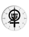 Distressed Feminism Symbol 10 InchRound Wall Clock with Numbers-Wall Clock-TooLoud-White-Davson Sales