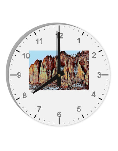 Colorado Mountain Spires 10 InchRound Wall Clock with Numbers by TooLoud-Wall Clock-TooLoud-White-Davson Sales