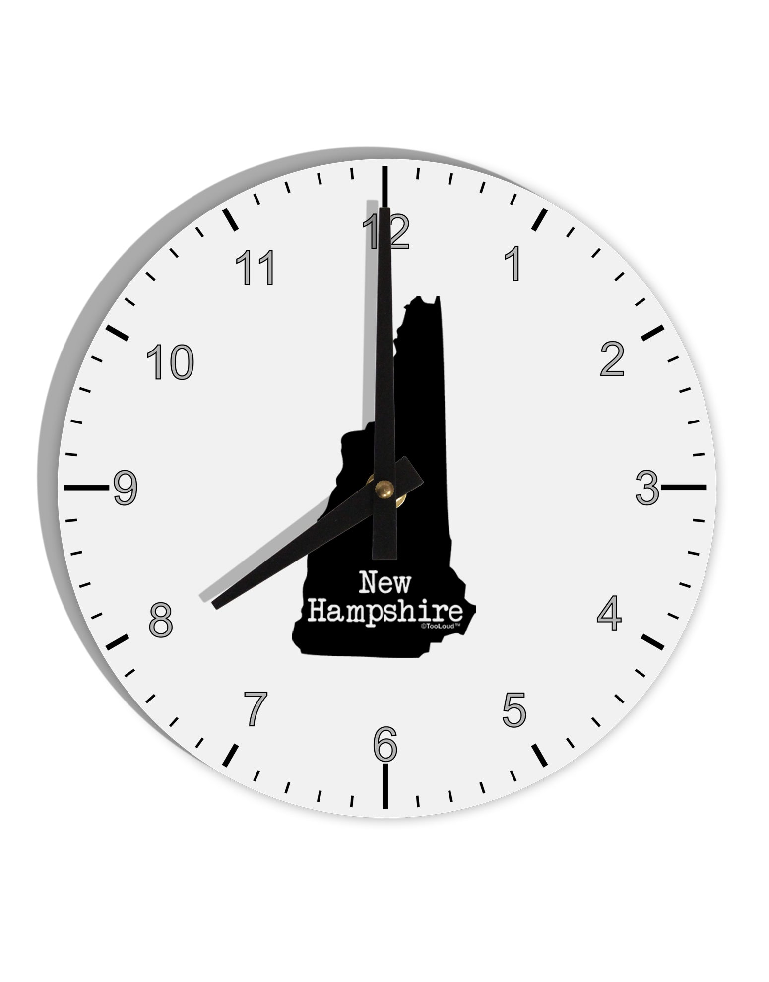 New Hampshire - United States Shape 10 InchRound Wall Clock with Numbers by TooLoud-Wall Clock-TooLoud-White-Davson Sales