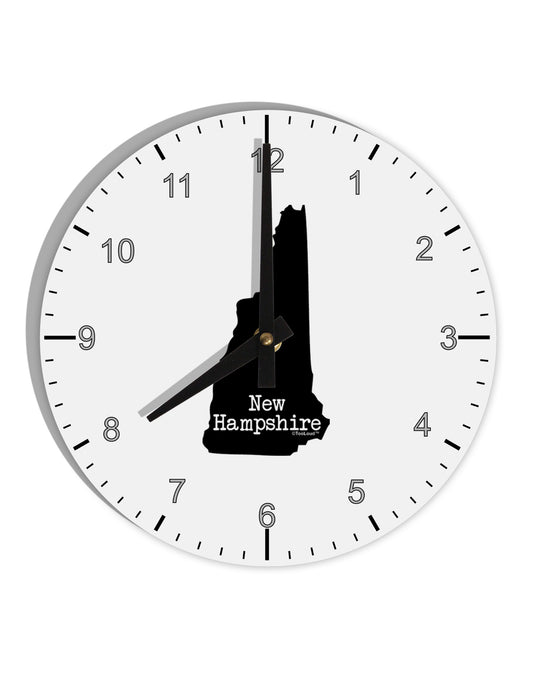 New Hampshire - United States Shape 10 InchRound Wall Clock with Numbers by TooLoud-Wall Clock-TooLoud-White-Davson Sales