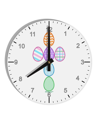 Easter Egg Cross Faux Applique 10 InchRound Wall Clock with Numbers-Wall Clock-TooLoud-White-Davson Sales