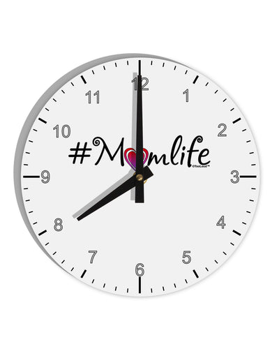 Hashtag Momlife 10 InchRound Wall Clock with Numbers by TooLoud-Wall Clock-TooLoud-White-Davson Sales