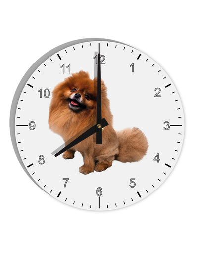 Pomeranian Sitting All Cute-Like 10 InchRound Wall Clock with Numbers-Wall Clock-TooLoud-White-Davson Sales