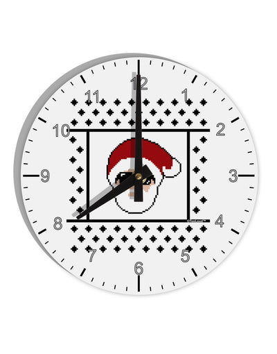 Cool Santa Christmas Sweater 10 InchRound Wall Clock with Numbers-Wall Clock-TooLoud-White-Davson Sales