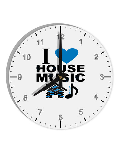 I Love House Blue 10 InchRound Wall Clock with Numbers-Wall Clock-TooLoud-White-Davson Sales