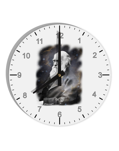 Charles Darwin In Space 10 InchRound Wall Clock with Numbers by TooLoud-Wall Clock-TooLoud-White-Davson Sales