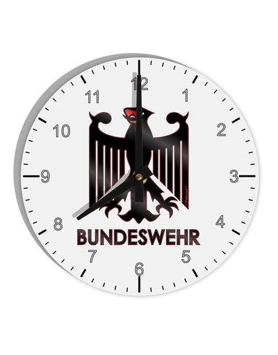 Bundeswehr Logo with Text 10 InchRound Wall Clock with Numbers-Wall Clock-TooLoud-White-Davson Sales