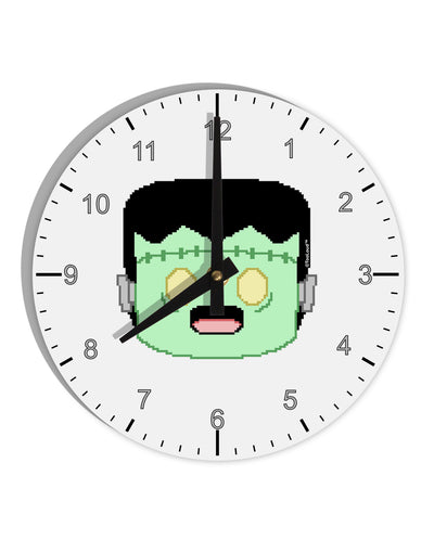 Cute Pixel Monster 10 InchRound Wall Clock with Numbers-Wall Clock-TooLoud-White-Davson Sales