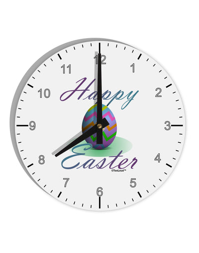 One Happy Easter Egg 10 InchRound Wall Clock with Numbers-Wall Clock-TooLoud-White-Davson Sales