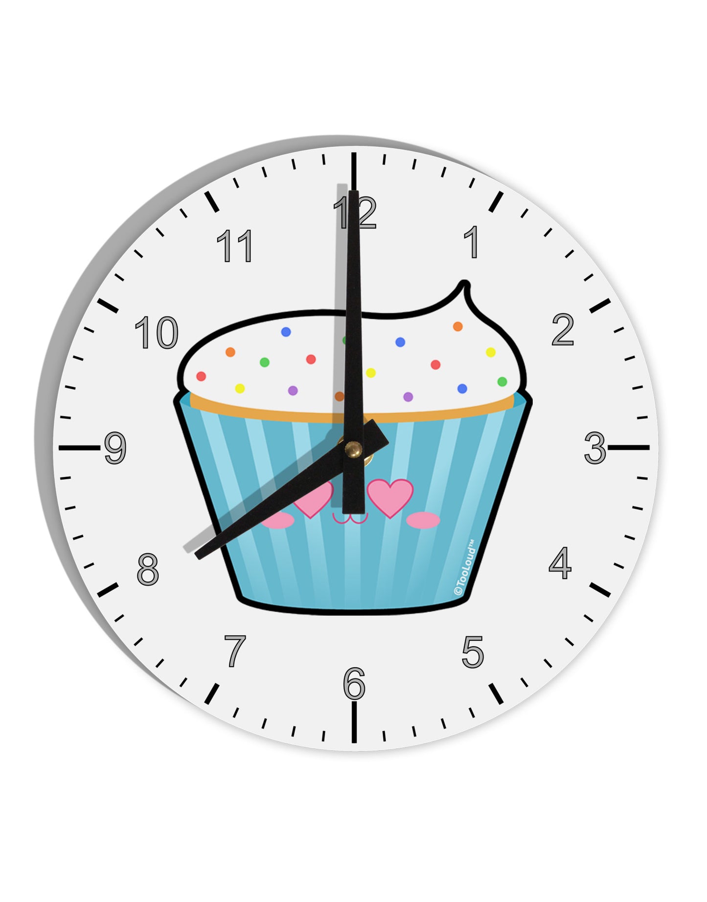 Cute Cupcake with Sprinkles - Heart Eyes 10 InchRound Wall Clock with Numbers by TooLoud-Wall Clock-TooLoud-White-Davson Sales