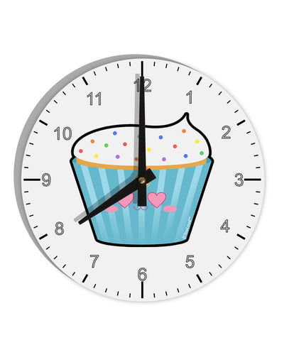 Cute Cupcake with Sprinkles - Heart Eyes 10 InchRound Wall Clock with Numbers by TooLoud-Wall Clock-TooLoud-White-Davson Sales