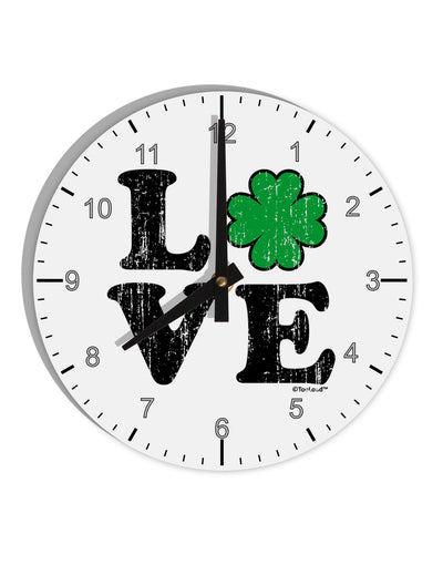 Irish Love - Distressed 10 InchRound Wall Clock with Numbers by TooLoud-Wall Clock-TooLoud-White-Davson Sales