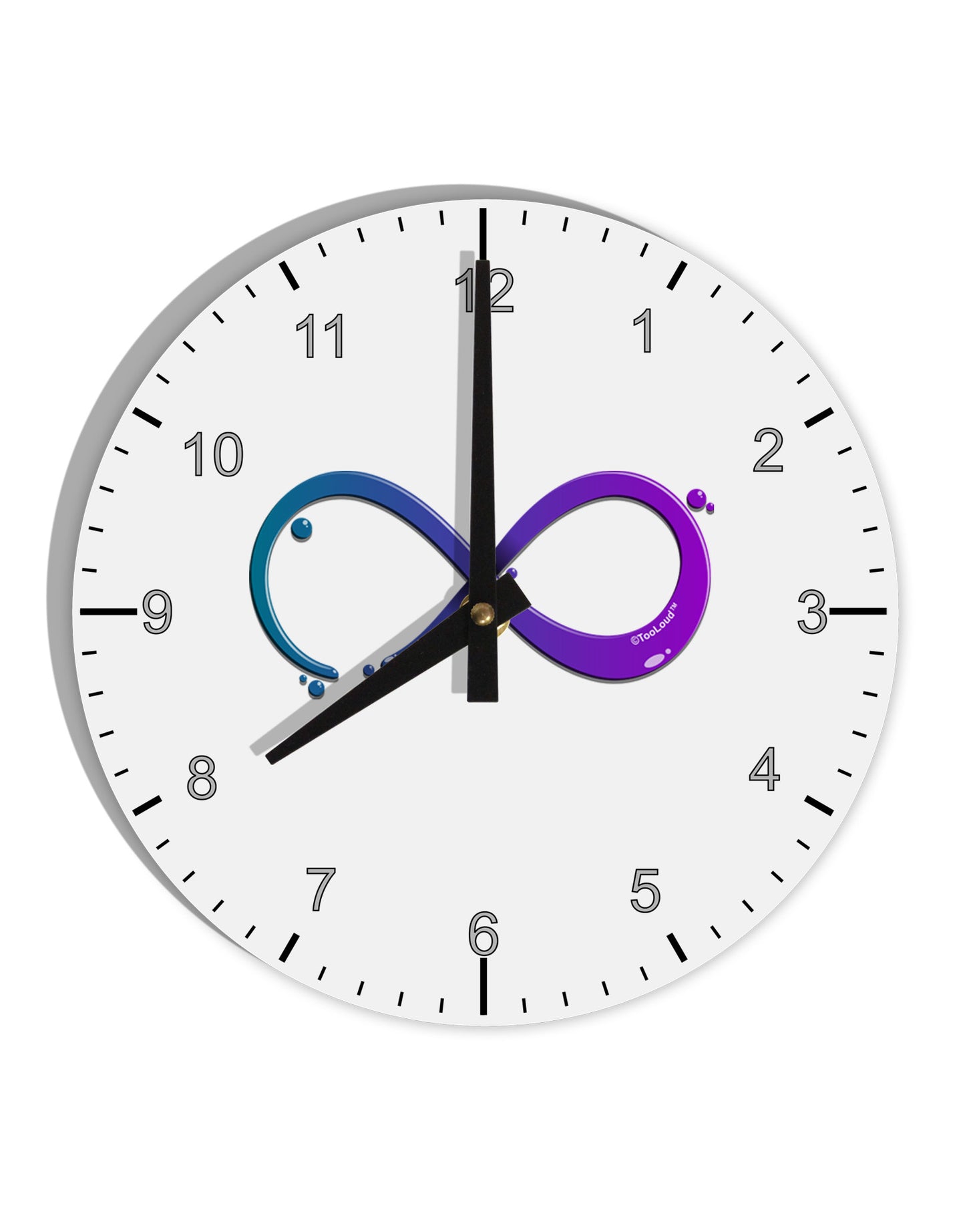 Painted Infinity 10 InchRound Wall Clock with Numbers-Wall Clock-TooLoud-White-Davson Sales