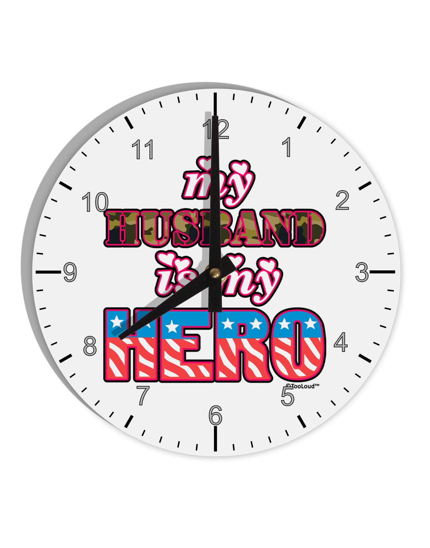 My Husband is My Hero - Armed Forces 10 InchRound Wall Clock with Numbers by TooLoud-Wall Clock-TooLoud-White-Davson Sales