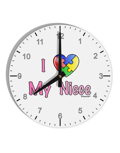 I Heart My Niece - Autism Awareness 10 InchRound Wall Clock with Numbers by TooLoud-Wall Clock-TooLoud-White-Davson Sales