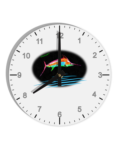 Colorful Swordfish Watercolor 10 InchRound Wall Clock with Numbers-Wall Clock-TooLoud-White-Davson Sales