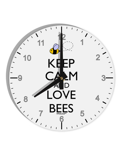 Keep Calm and Love Bees Color 10 InchRound Wall Clock with Numbers-Wall Clock-TooLoud-White-Davson Sales