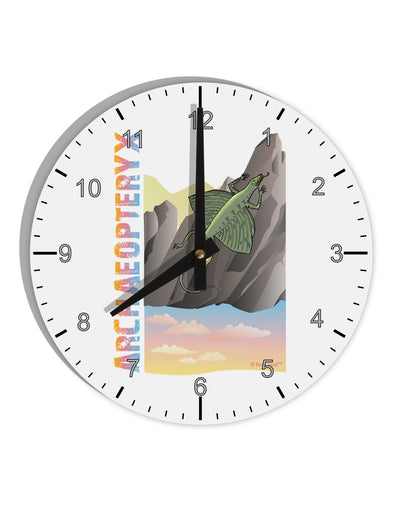 Archaopteryx - With Name 10 InchRound Wall Clock with Numbers by TooLoud-Wall Clock-TooLoud-White-Davson Sales