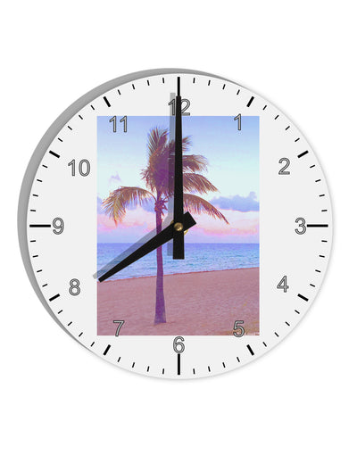 Palm Tree Beach Filter 10 InchRound Wall Clock with Numbers-Wall Clock-TooLoud-White-Davson Sales