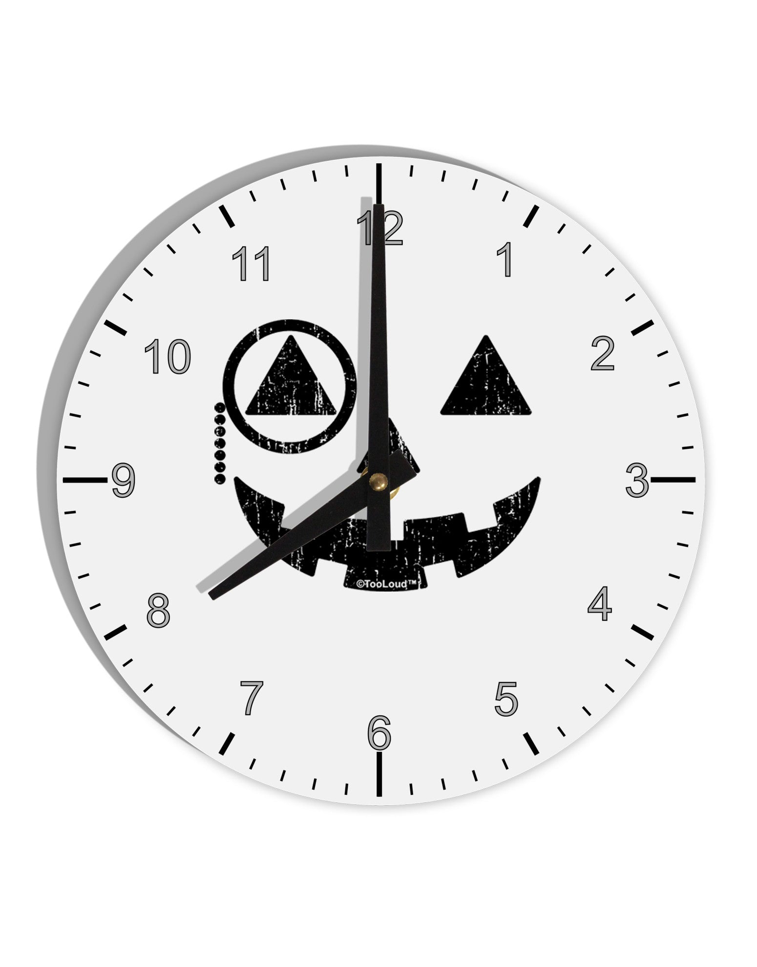 Monocle Jack-o-Lantern Distressed 10 InchRound Wall Clock with Numbers-Wall Clock-TooLoud-White-Davson Sales