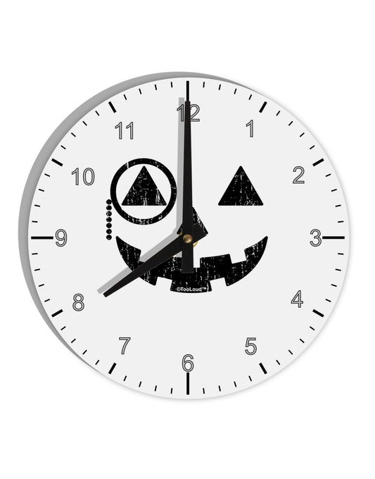 Monocle Jack-o-Lantern Distressed 10 InchRound Wall Clock with Numbers-Wall Clock-TooLoud-White-Davson Sales