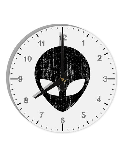 Extraterrestrial Face - Alien Distressed 10 InchRound Wall Clock with Numbers by TooLoud-Wall Clock-TooLoud-White-Davson Sales