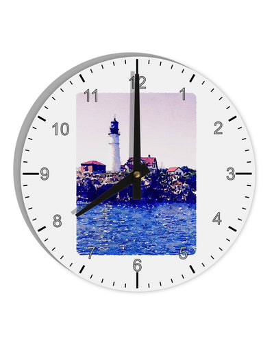 TooLoud Watercolor Lighthouse 2 10 InchRound Wall Clock with Numbers-Wall Clock-TooLoud-White-Davson Sales