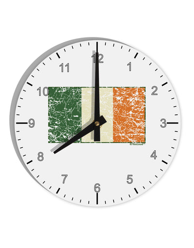 Distressed Irish Flag - Flag of Ireland 10 InchRound Wall Clock with Numbers-Wall Clock-TooLoud-White-Davson Sales