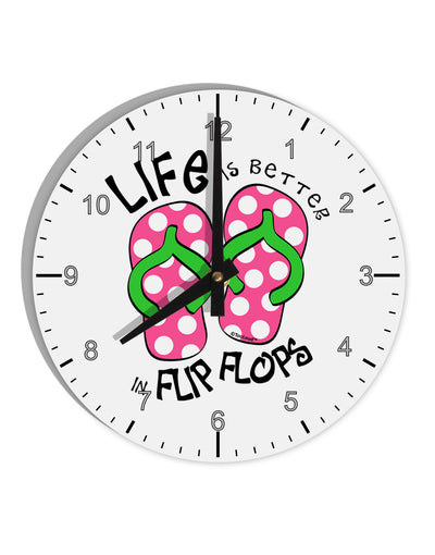 Life is Better in Flip Flops - Pink and Green 10 InchRound Wall Clock with Numbers-Wall Clock-TooLoud-White-Davson Sales