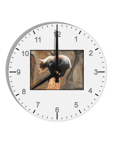 Balancing Bear Cub 10 InchRound Wall Clock with Numbers-Wall Clock-TooLoud-White-Davson Sales