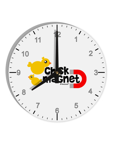 Cute Chick Magnet Design 10 InchRound Wall Clock with Numbers by TooLoud-Wall Clock-TooLoud-White-Davson Sales